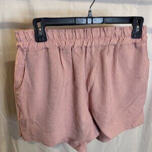 Shein Pink & White Striped Paperbag Waist Shorts – Size L